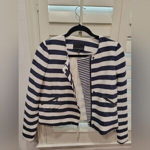 Banana Republic Navy and White Striped Blazer